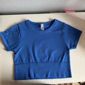 aerie Blue Short Sleeve Crop Top